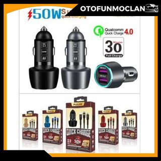 Tẩu Sạc Nhanh Pugan 15A Kèm Dây Sạc 3 Đầu Cho Các Loại Điện Thoại Dùng Trên Ô Tô Tặng Kèm Dây Sạc 3 Đầu Phụ Kiện