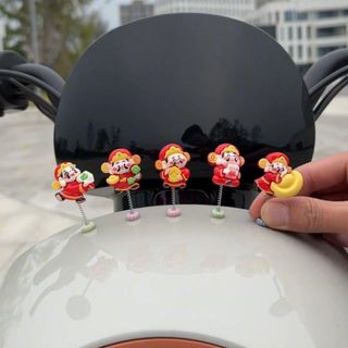 Set 6 Ông Thần Tài Mini Lò Xo Lắc Lư Trang Trí Taplo Ô Tô – Mang Lại May Mắn & Tài Lộc
