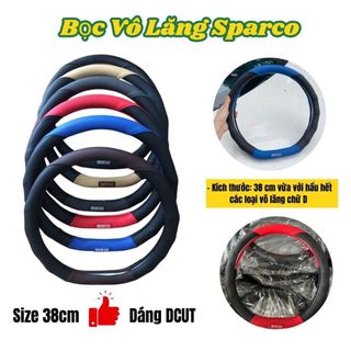 Bọc Vô Lăng Sparco Dáng D-Cut - Size 38cm - Cho Xe Seltos, Suzuki XL7,... Chất Liệu Da Pu Mềm Mại Chắc Tay Lái