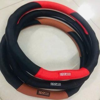Bọc Vô Lăng Sparco Dáng D-Cut - Size 38cm - Cho Xe Seltos, Suzuki XL7,... Chất Liệu Da Pu Mềm Mại Chắc Tay Lái