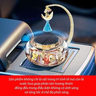 Nước Hoa Ô Tô Chứa Cá Vàng Bơi Bằng Năng Lượng Mặt Trời Xoay Được, Nước Hoa Tinh Dầu Trang Trí Nội Thất Xe Hơi