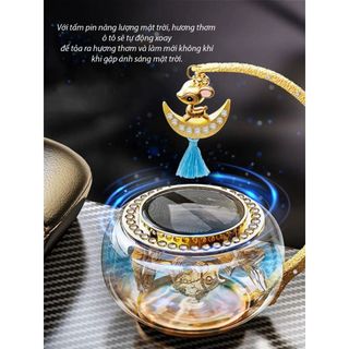Nước Hoa Ô Tô Chứa Cá Vàng Bơi Bằng Năng Lượng Mặt Trời Xoay Được, Nước Hoa Tinh Dầu Trang Trí Nội Thất Xe Hơi