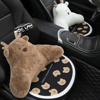 Gối Tựa Đầu Tựa Lưng Ô Tô Gấu Tuần Lộc Cute Đệm Dựa Ghế Văn Phòng Trang Trí Sofa  Kê Đầu Giường Cao Su