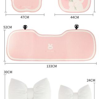 Bộ Gối Tựa Cổ Xe Ô Tô Hình Thỏ Mỉm Cười Chất Liệu Nhung Mềm Mại- Gối Tựa Cổ Lưng Trên Ô Tô