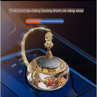 Nước Hoa Ô Tô Chứa Cá Vàng Bơi Bằng Năng Lượng Mặt Trời Xoay Được, Nước Hoa Tinh Dầu Trang Trí Nội Thất Xe Hơi