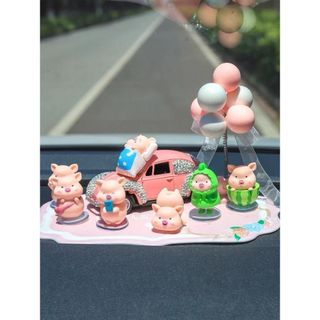 Trang trí taplo ô tô 7 chú heo hồng dễ thương - Trang trí nội thất xe ô tô hình heo hồng yêu đời để taplo ô tô Otofunmoclan