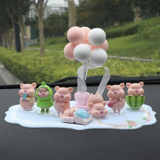Trang trí taplo ô tô 7 chú heo hồng dễ thương - Trang trí nội thất xe ô tô hình heo hồng yêu đời để taplo ô tô Otofunmoclan