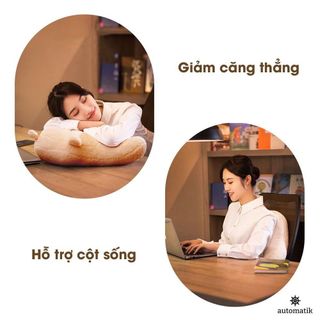 Gối Tựa Đầu Tựa Lưng Ô Tô Gấu Tuần Lộc Cute Đệm Dựa Ghế Văn Phòng Trang Trí Sofa Kê Đầu Giường Cao Su