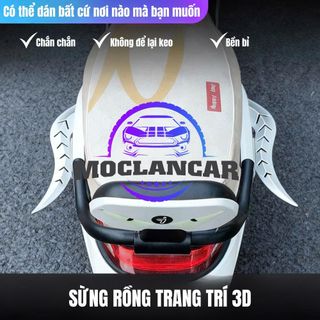 Cặp Sừng Rồng Trang Trí Xe Máy 3D – Miếng Dán Độ Xe Cá Tính, Chống Nước, Dán Chắc