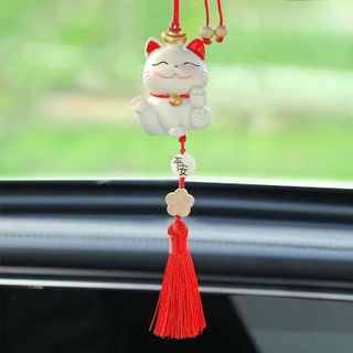 Khánh Treo Mèo Thần Tài Trang Trí Gương Chiếu Hậu- Mang Lại May Mắn - Tài Lộc - Bình An- Moclancar