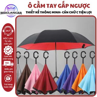 Ô Che Mưa Nắng Gấp Ngược Đi Ô Tô Thiết Kế 2 Lớp Vải Cán Chữ C Tiện Lợi Chống UV Chống Thấm Tốt