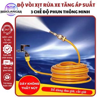 Đầu Xịt Áp Lực Tăng Áp Nước Có 3 Chế Độ Kèm Đai Xít Giữ Vòi Tiện Lợi-Rửa Xe Ô Tô Xe Máy,Tưới Cây Chăm Sóc Thú Cưng