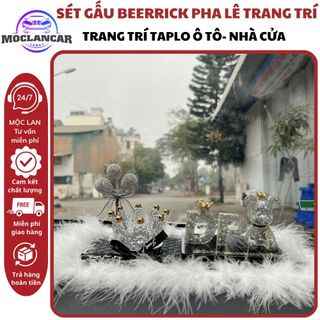 Set Gấu Pha Lê Beerrick Chữ D&P Đính Đá Trang Trí Ô Tô, Phụ Kiện Nội Thất Xe Sang Trọng
