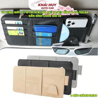 Ví Đựng Giấy Tờ Ô Tô / Ví Đựng Thẻ Xe / Kẹp Kính Ô Tô / Túi Da Gắn Kính Chắn Gió Xe khaihuyauto