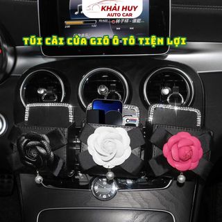 Túi Để Đồ,Điện Thoại Cài Cửa Gió Siêu Tiệu Lợi Trên Xe Ô Tô Gắn Vương Miện Thiên Nga Đính Đá Nhiều Hình Sang Trọng