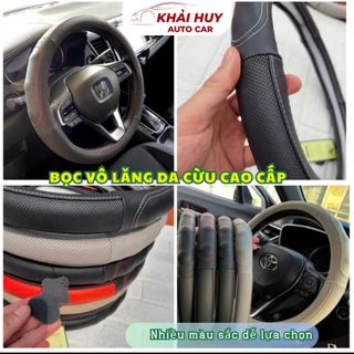 BỌC VÔ LĂNG Ô TÔ BẰNG DA CỪU CAO CẤP Ôm Sát Vô Lăng Không Trơn Trượt,Êm Ái Khi Sử Dụng khaihuyauto