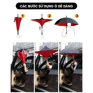 Ô Che Mưa Nắng Gấp Ngược Đi Ô Tô Thiết Kế 2 Lớp Vải Cán Chữ C Tiện Lợi Chống UV Chống Thấm Tốt