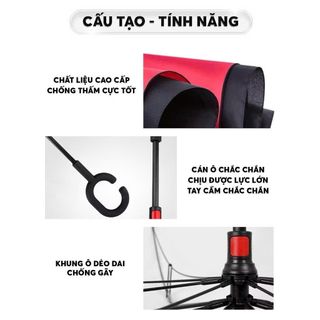 Ô Che Mưa Nắng Gấp Ngược Đi Ô Tô Thiết Kế 2 Lớp Vải Cán Chữ C Tiện Lợi Chống UV Chống Thấm Tốt