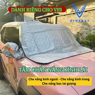 Tấm Che Nắng Kính Lái Ô Tô 4 Lớp Tráng Bạc Cao Cấp Dành Cho Xe VINFAST VF3 - Chống nắng mưa, bụi bẩn, bảo vệ xe an toàn