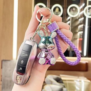[Giá Sỉ] Móc Khóa Hình Thỏ Thắt Nơ Cầu Vồng Đính Đá Xinh Xắn - Trang Trí Túi Xách  Treo Chìa Khóa Xe ô Tô Xe Máy Đinh Móc Khoá Pikachu Caro Móc Chìa Khoá