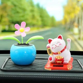 Set Mèo Thần Tài Chậu Hoa Lắc Lư Lắc Lư Sử Dụng Năng Lượng Mặt Trời Trang Trí Taplo Ô Tô Nội Thất Nội Thất
