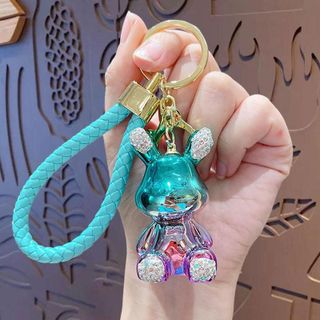 [Giá Sỉ] Móc Khóa Hình Thỏ Thắt Nơ Cầu Vồng Đính Đá Xinh Xắn - Trang Trí Túi Xách  Treo Chìa Khóa Xe ô Tô Xe Máy Đinh Móc Khoá Pikachu Caro Móc Chìa Khoá