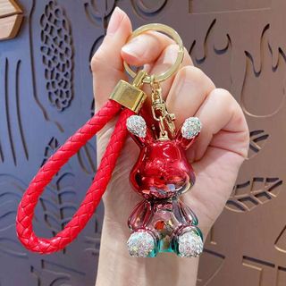 [Giá Sỉ] Móc Khóa Hình Thỏ Thắt Nơ Cầu Vồng Đính Đá Xinh Xắn - Trang Trí Túi Xách Treo Chìa Khóa Xe ô Tô Xe Máy Đinh Móc Khoá Pikachu Caro Móc Chìa Khoá