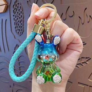 [Giá Sỉ] Móc Khóa Hình Thỏ Thắt Nơ Cầu Vồng Đính Đá Xinh Xắn - Trang Trí Túi Xách  Treo Chìa Khóa Xe ô Tô Xe Máy Đinh Móc Khoá Pikachu Caro Móc Chìa Khoá