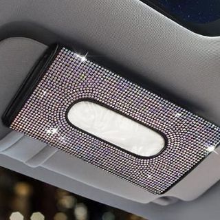 Hộp Da Đựng Khăn Giấy Đính Đá Xinh Xắn treo kính ô tô,để taplo có nhiều  màu