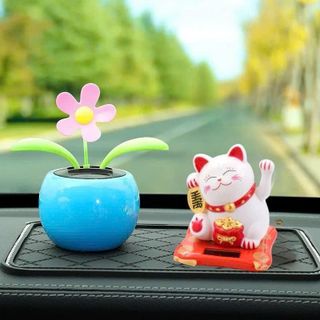 Set Mèo Thần Tài Chậu Hoa Lắc Lư Lắc Lư Sử Dụng Năng Lượng Mặt Trời Trang Trí Taplo Ô Tô Nội Thất Nội Thất