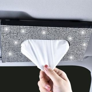 Hộp Da Đựng Khăn Giấy Đính Đá Xinh Xắn treo kính ô tô,để taplo có nhiều  màu