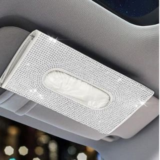 Hộp Da Đựng Khăn Giấy Đính Đá Xinh Xắn treo kính ô tô,để taplo có nhiều màu