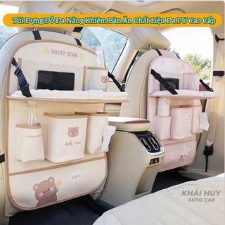 Túi Đựng Đồ Đa Năng Khiêm Bàn Ăn Chất Liệu Da PU Họa Tiết Hoạt Hình Gắn Sau Ghế Xe Hơi khaihuyauto
