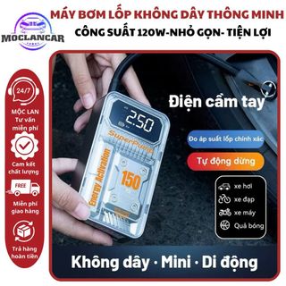 Máy Bơm Lốp Xe Hơi / Xe Đạp Tự Động Thông Minh Không Dây Có Đèn Nhỏ Tiện Tiện Lợi -Mộc Lan Car