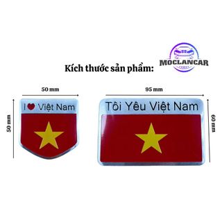 Tem Nhôm Dán Cờ Hình Tôi Yêu Việt Nam Trang Trí Xe Hơi , Ô Tô, Xe Máy Chất Liệu Hợp Kim Nhôm Chống Bám Nước-Otofunmoclan