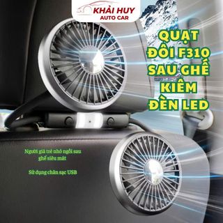 Quạt Ô Tô USB Gắn Ghế Phụ 2 Đầu Xoay Linh Hoạt 360° Làm Mát Nhanh Có Đèn Led Động Cơ Chạy Êm Ái Không Ồn