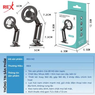 Giá Đỡ Điện Thoại Trên Ô Tô Hút Nam Châm Từ Tính REX M2 Dán Taplo Siêu Chắc Chắn Xoay 360 Độ Linh Hoạt khaihuyauto