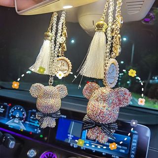 Dây Treo Trang Trí Gương Chiếu Hậu Xe Hơi - Khánh Treo Gương Đính Đá Gấu Gloomy