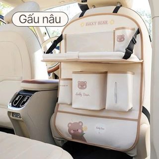 Túi Đựng Đồ Đa Năng Khiêm Bàn Ăn Chất Liệu Da PU Họa Tiết Hoạt Hình Gắn Sau Ghế Xe Hơi khaihuyauto