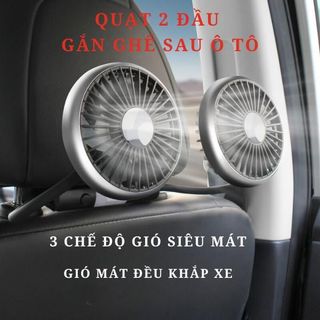 Quạt Ô Tô USB Gắn Ghế Phụ 2 Đầu Xoay Linh Hoạt 360° Làm Mát Nhanh Có Đèn Led Động Cơ Chạy Êm Ái Không Ồn