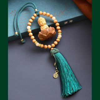 Khánh treo gương xe ô tô quan âm và phật tổ vòng gỗ hoàng liên trang trí ô tô Nội Thất