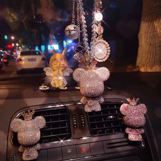 Dây Treo Trang Trí Gương Chiếu Hậu Xe Hơi - Khánh Treo Gương Đính Đá Gấu Gloomy