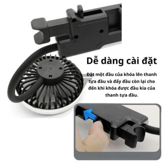 Quạt Ô Tô USB Gắn Ghế Phụ 2 Đầu Xoay Linh Hoạt 360° Làm Mát Nhanh Có Đèn Led Động Cơ Chạy Êm Ái Không Ồn