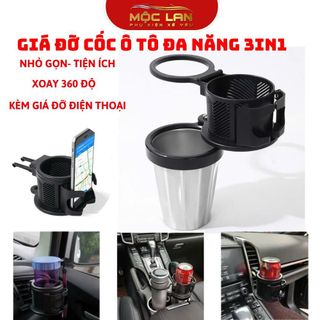 Giá Đỡ Cốc Ô Tô 3in1 Nhiều Vị Trí Giữ Cốc Đa Năng - Cốc Giữ Nhiệt - Kẹp Cốc Cửa Gió Làm Mát Ô Tô