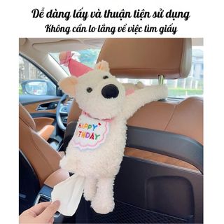 Hộp Đựng Khăn Giấy Treo Vai Ghế Ô Tô Hình Cún Sinh Nhật Dễ Thương Trang Trí Nội Thất Xe Dễ Thương