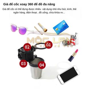Giá Đỡ Cốc Ô Tô 3in1 Nhiều Vị Trí Giữ Cốc Đa Năng - Cốc Giữ Nhiệt - Kẹp Cốc Cửa Gió Làm Mát Ô Tô
