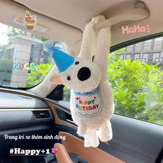 Hộp Đựng Khăn Giấy Treo Vai Ghế Ô Tô Hình Cún Sinh Nhật Dễ Thương Trang Trí Nội Thất Xe Dễ Thương