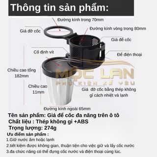 Giá Đỡ Cốc Ô Tô 3in1 Nhiều Vị Trí Giữ Cốc Đa Năng - Cốc Giữ Nhiệt - Kẹp Cốc Cửa Gió Làm Mát Ô Tô