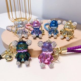 Móc Khóa Gấu Berick Tai Gấu Đính Đá  Có Chuông Kèm Dây Bện Nhiều Màu Cầu Vồng Dễ Thương Móc Khoá Pikachu Đinh Cua Nam