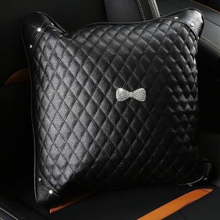 Bộ Gối Tựa Đầu Cao Su xe ô tô, Lưng Hình Nơ Đá ,Chất Liệu Da PU Cao Cấp Trang Trí Xe Hơi